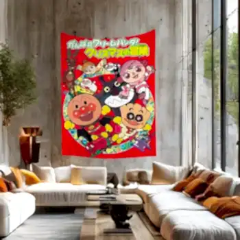Anpanman Movie Tapestry Art Printing Japanese Wall Tapestry Anime Wall Hanging Home Decor