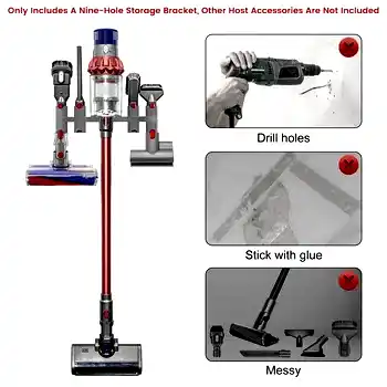 Кронштейн для хранения пылесоса Dyson V7 V8 V10 V11 V15 с девятью отверстиями Стеллаж для хранения инструментов Насадка для док-станции Инструменты