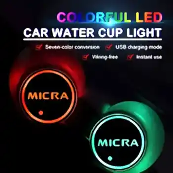 Светодиодный автомобильный светоизлучающий коврик для чашки с водой, умный индукционный красочный автомобильный подстаканник, внутренний светильник для подставки для Nissan Micra